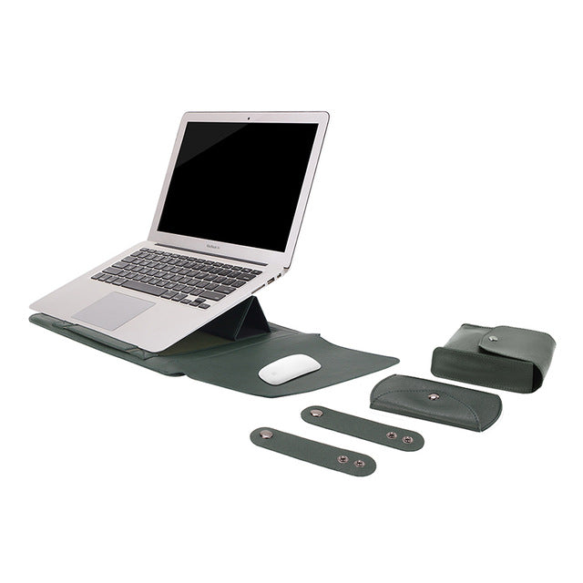 Premium Leather Laptop Sleeve and Stand