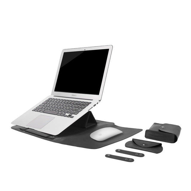Premium Leather Laptop Sleeve and Stand