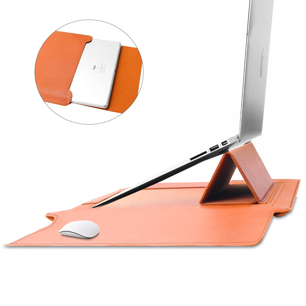 Premium Leather Laptop Sleeve and Stand
