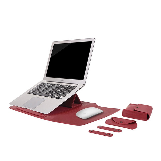 Premium Leather Laptop Sleeve and Stand
