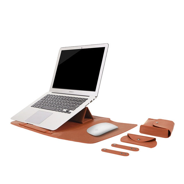 Premium Leather Laptop Sleeve and Stand