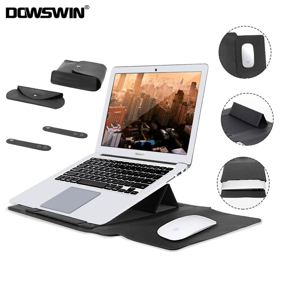 Premium Leather Laptop Sleeve and Stand
