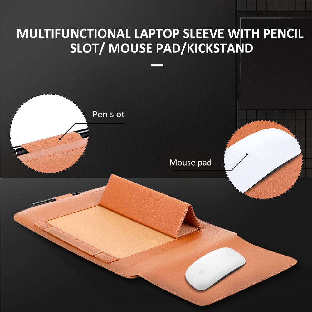 Premium Leather Laptop Sleeve and Stand