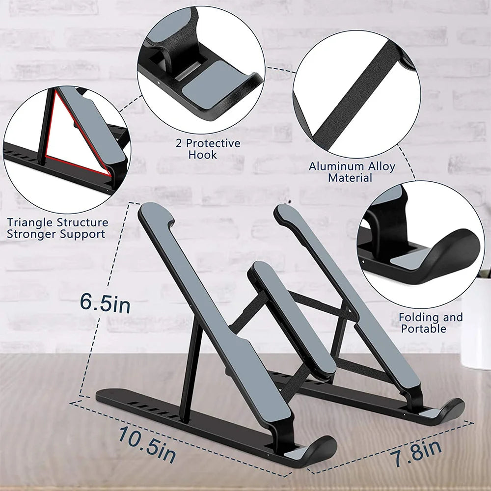 3FOLDS Portable and Foldable Laptop Stand – Adjustable Ergonomic Aluminum Riser