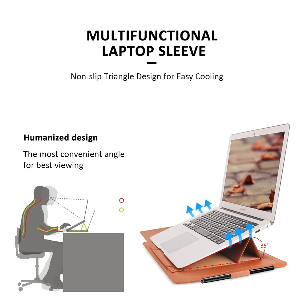 Premium Leather Laptop Sleeve and Stand