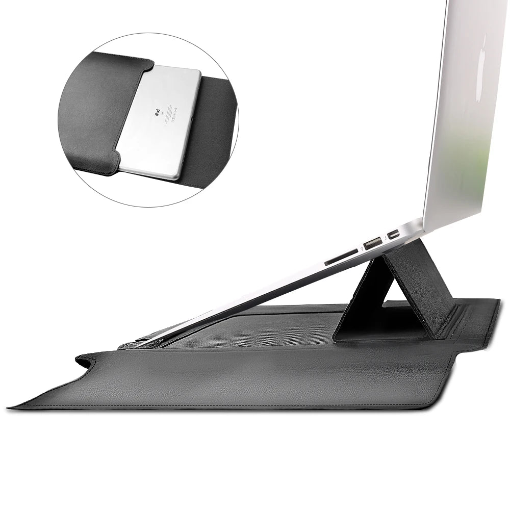 Premium Leather Laptop Sleeve and Stand